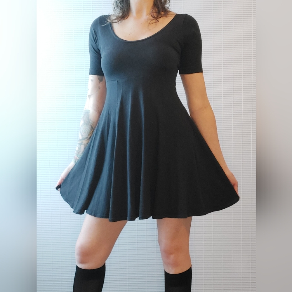 Vintage 90s Express Tricot Knit Skater Dress Small